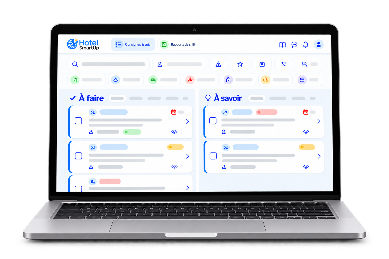 Consignes et suivi : les colonnes À faire et À savoir dans l’extranet Hotel SmartUp